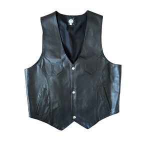 El Toro men’s 42 black leather vest biker vintage western large